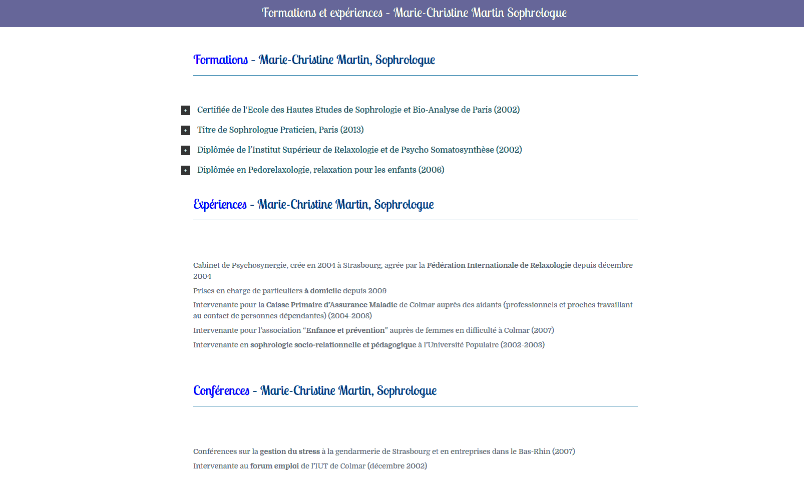 Formations et expériences